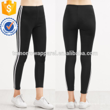 Contraste preto Listrado Lateral Leggings OEM / ODM Fabricação Atacado Moda Feminina Vestuário (TA7029L)